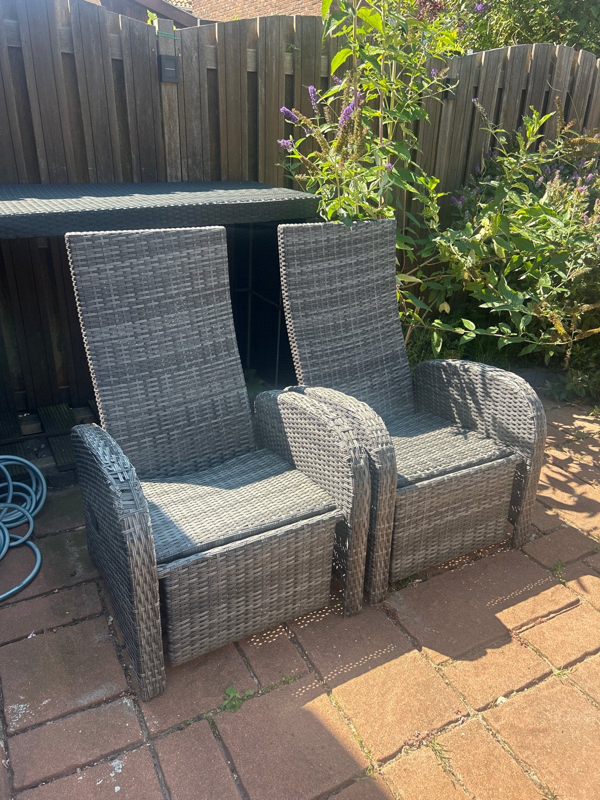 2x Jysk tuinstoelen verstelbaar - Gebruikt, Tuin en Terras, Tuinstoelen, Ophalen, Gebruikt, Wicker, Verstelbaar