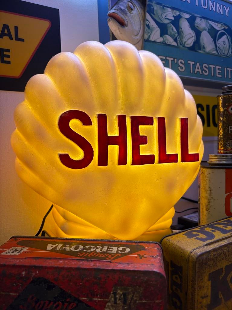 Prachtige Vintage Shell Globe Lamp - Uniek Verzamelobject, Verzamelen, Verzenden, Zo goed als nieuw, Lichtbak of (neon) lamp