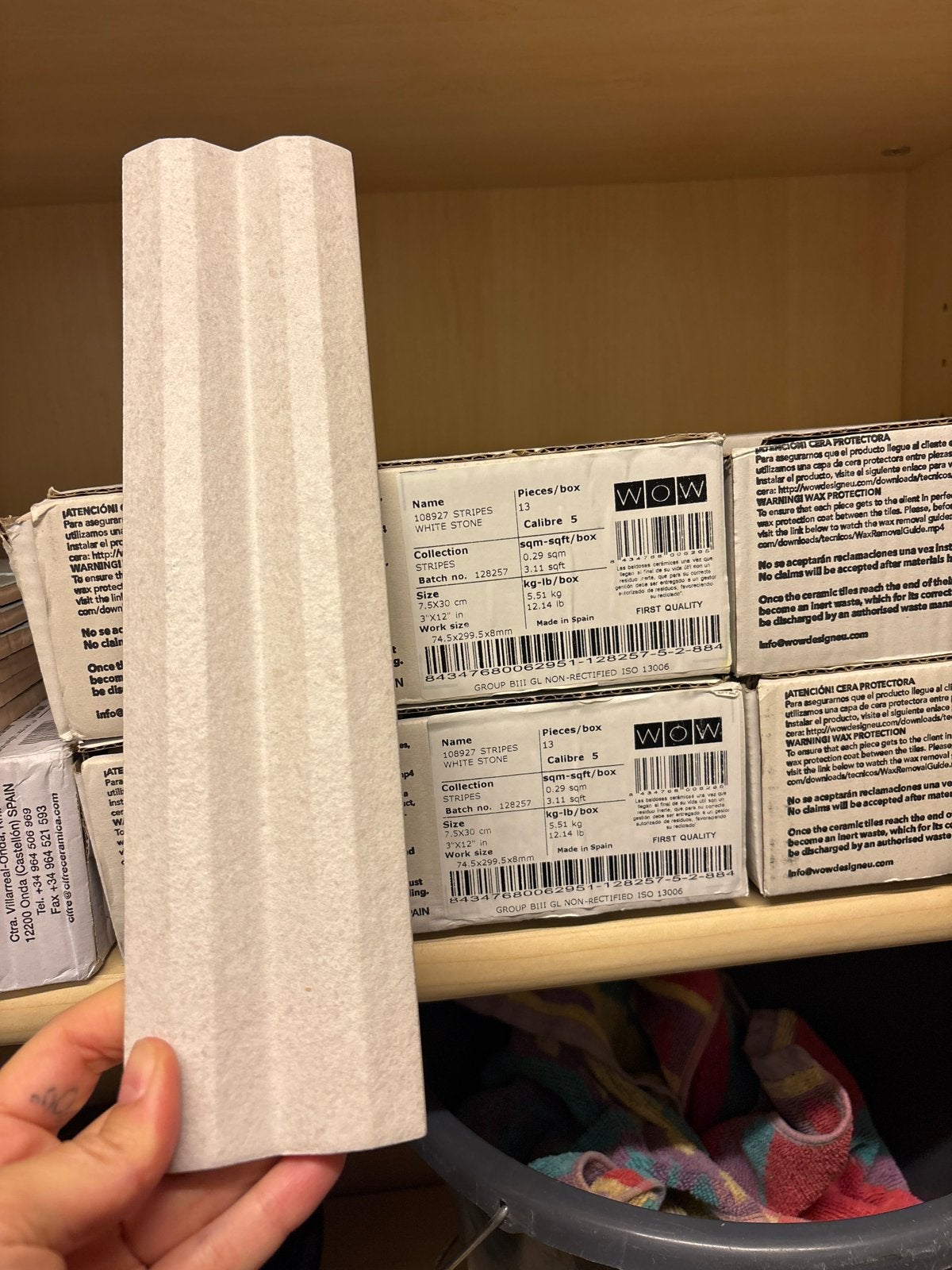 WOW Stripes White Stone Tegels - Nieuw in Doos - 4 dozen, Ophalen, Nieuw, Minder dan 20 cm, 20 tot 40 cm