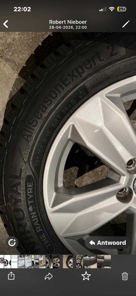 15 inch velgen met uniroyal the rain tire all seasonbanden, Ophalen, 15 inch, Banden en Velgen, 185 mm