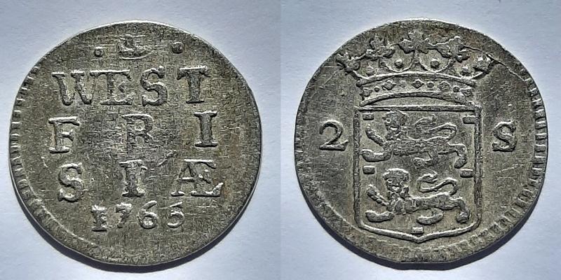 Dubbele wapenstuiver West Frisia 1765 Pr, Verzenden, Vóór koninkrijk, 10 cent, Zilver