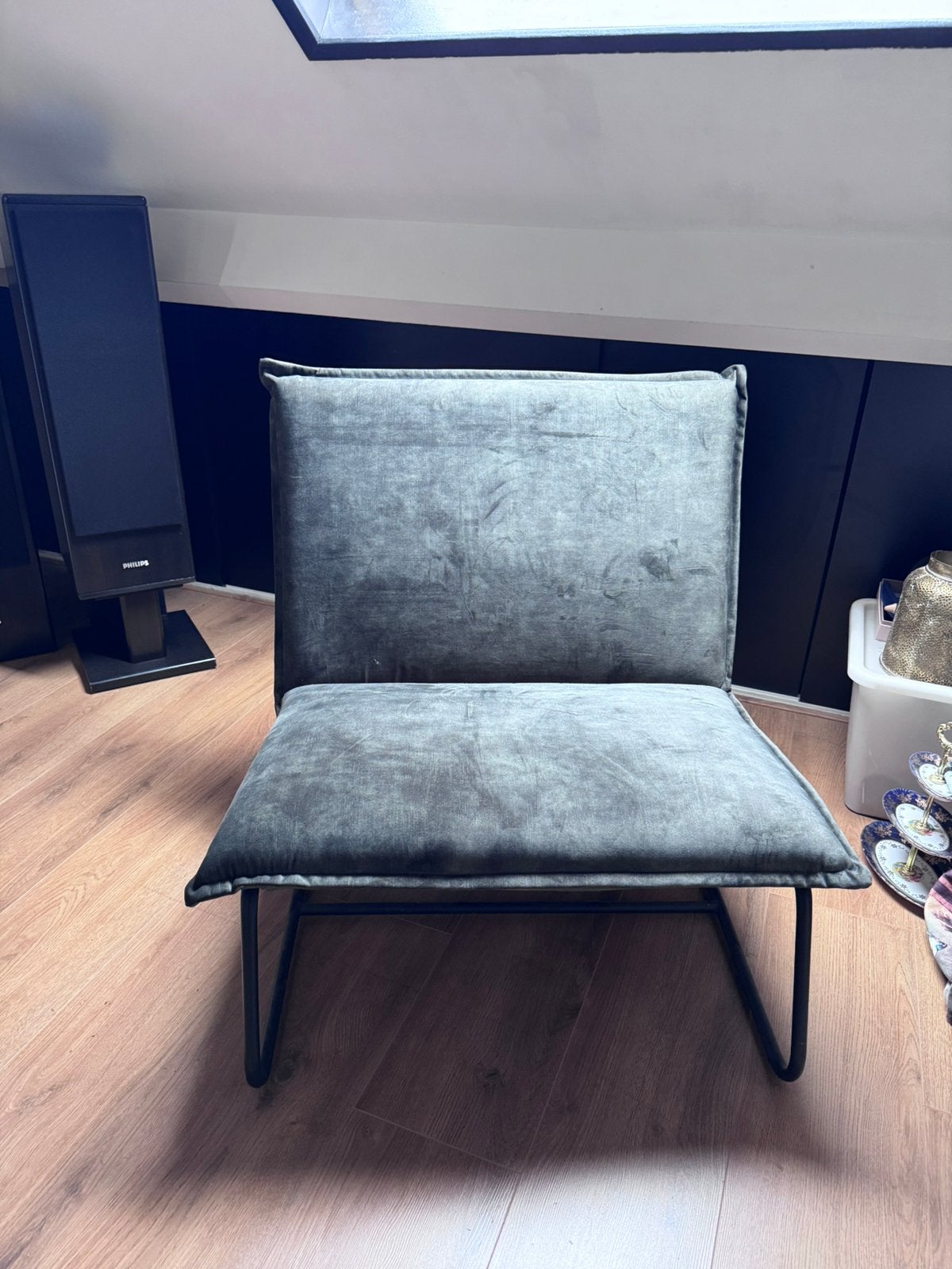 Fauteuil / lounge stoel donker groen, Huis en Inrichting, Ophalen, Zo goed als nieuw, Stof, 50 tot 75 cm