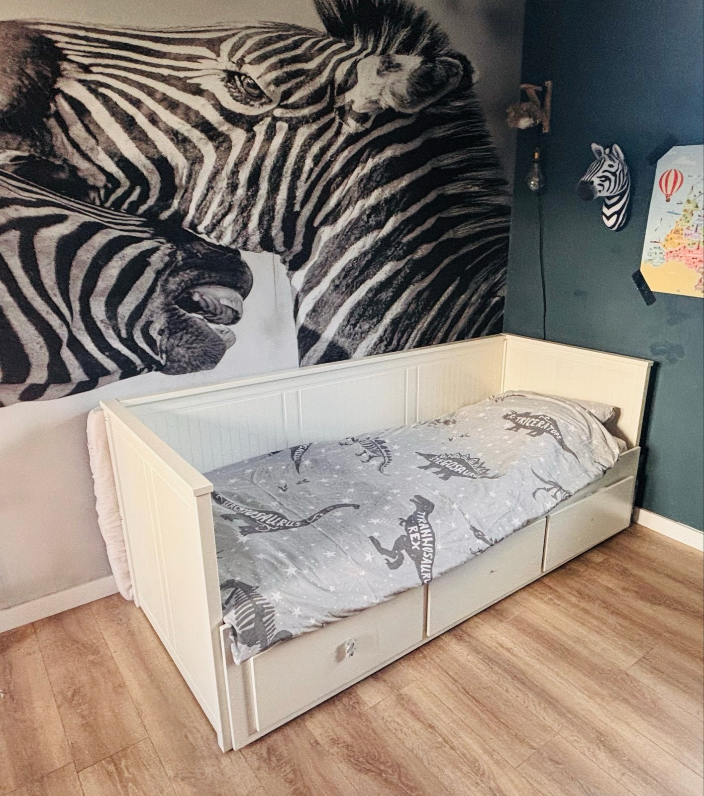 MOET WEG Hemnes Bed bank kinderbed 3 lades INCL. 2 MATRASSEN, Ophalen, Wit, Tweepersoons, 80 cm