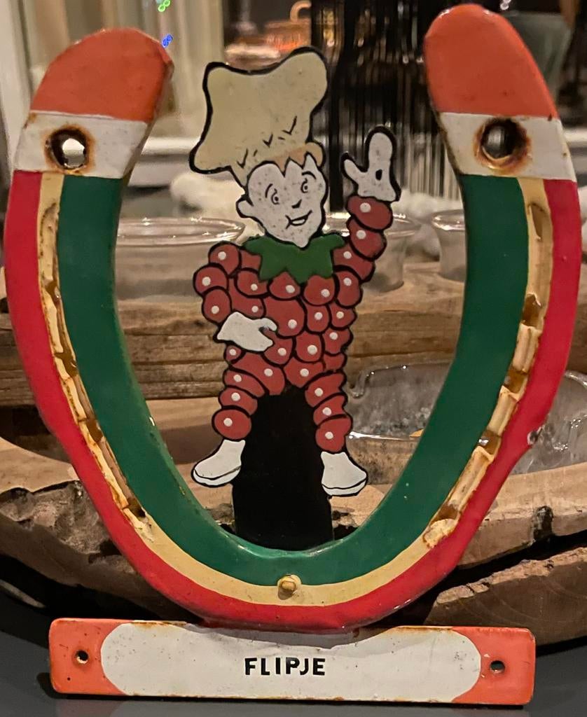 Leuke oude beschilderde hoefijzer met flipje!!!, Verzamelen, Ophalen of Verzenden, Zo goed als nieuw