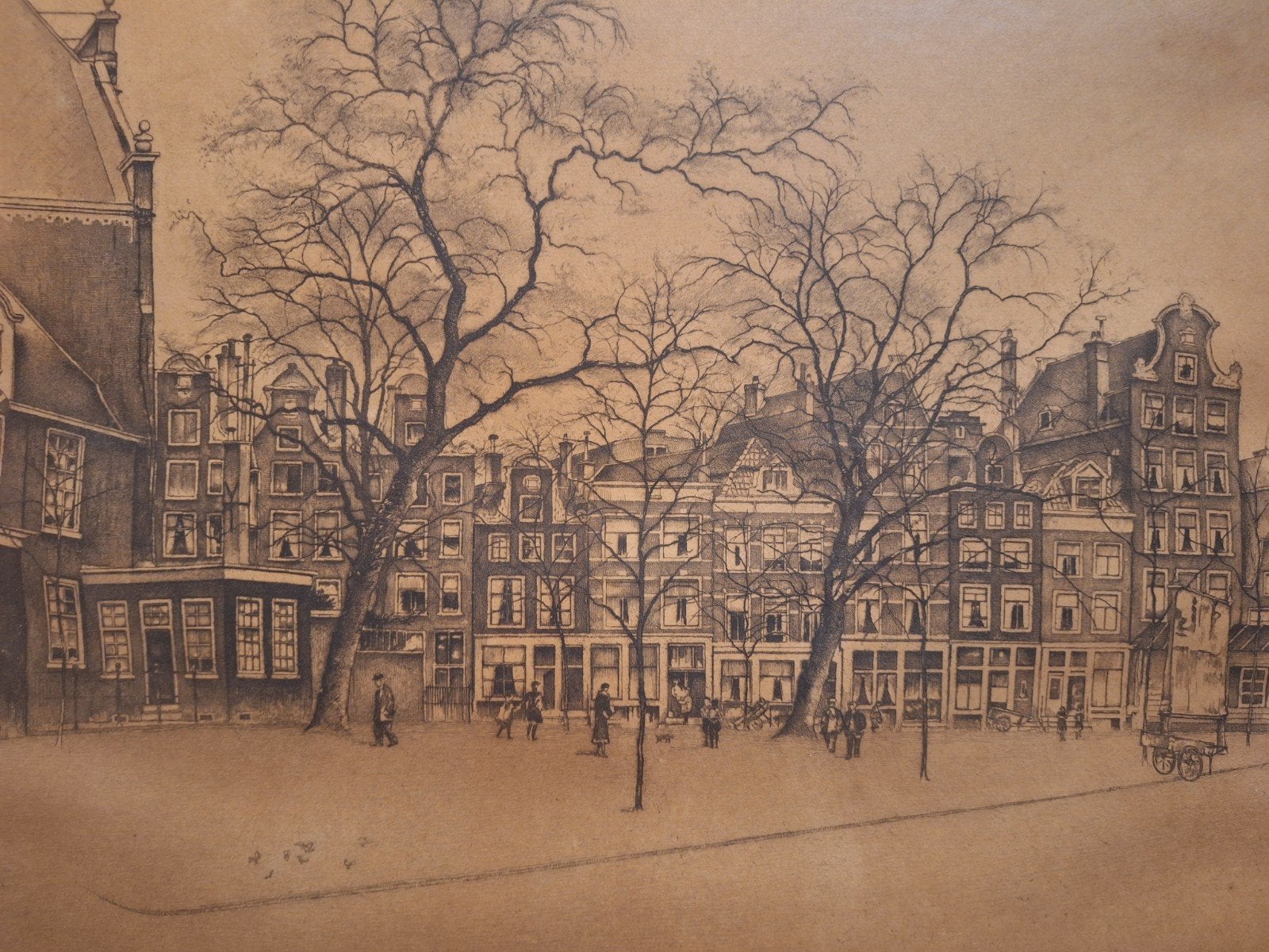 Ets Amsterdam door Frans Everbag, Ets, Stadsgezicht, Ophalen of Verzenden, Origineel