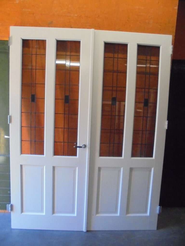 Openslaande binnendeuren met glas in lood, 176 x 231,5, Ophalen, Binnendeur, Zo goed als nieuw, Glas