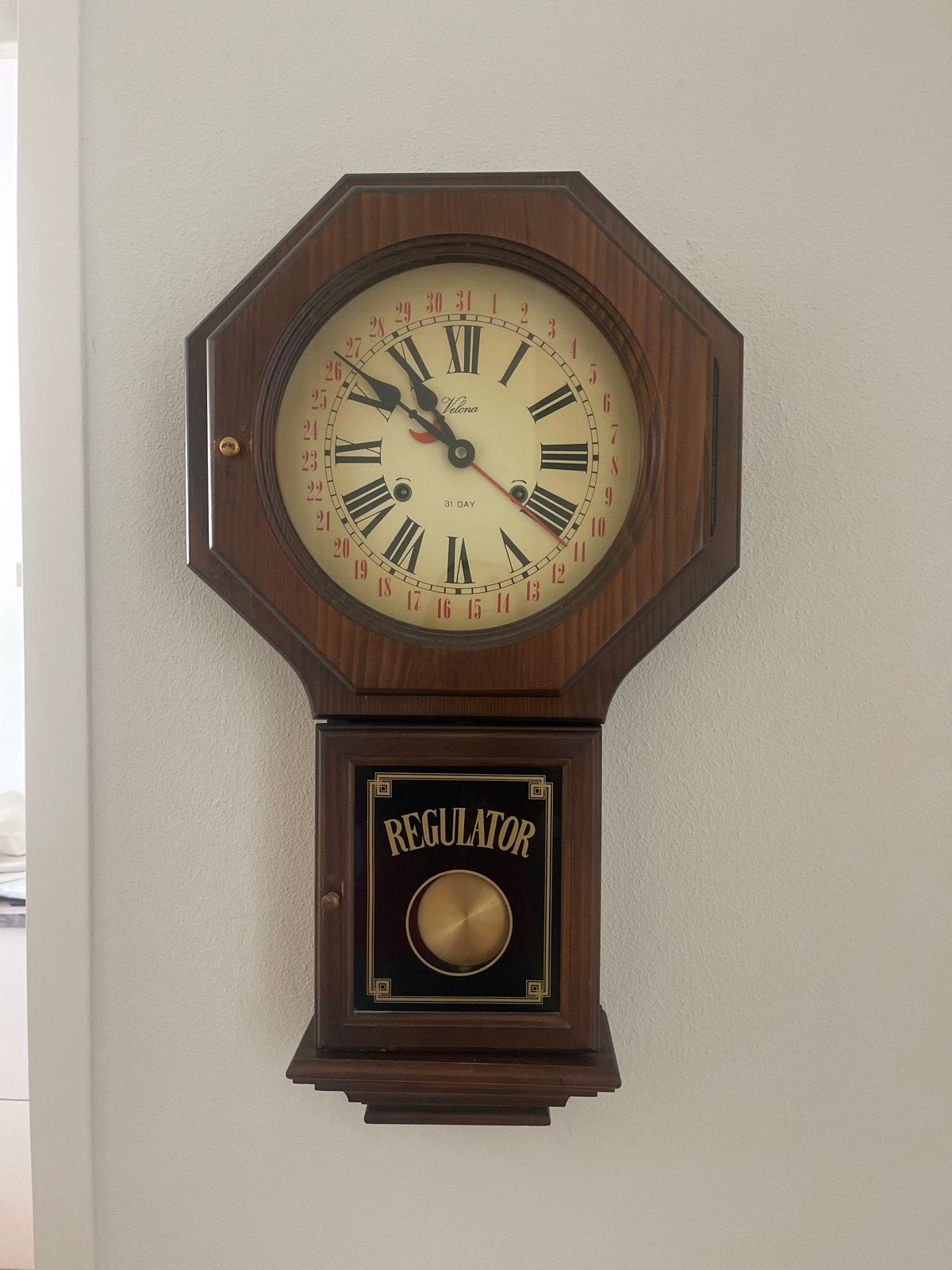 Vintage Vulcan 31-daagse wandklok met slinger, Ophalen