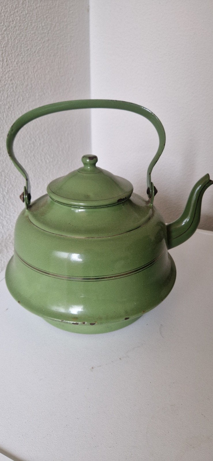 Prachtige oude groene emaille ketel – pure brocante charme!, Ophalen