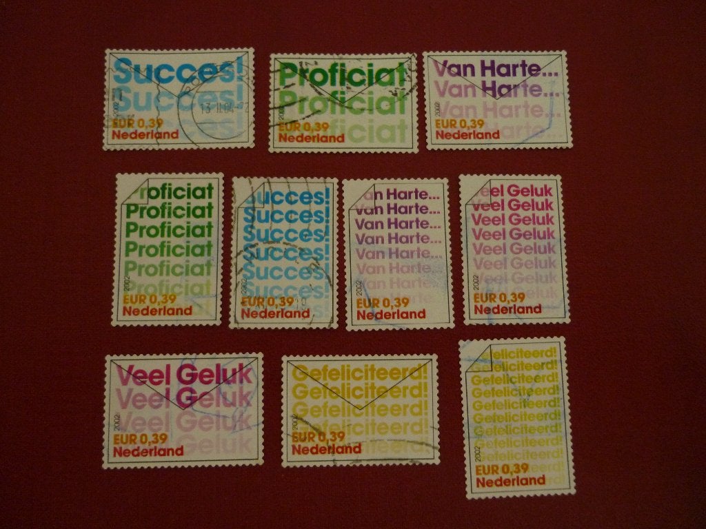 2002 - 10 x Gefeliciteerd serie gestempeld NVPH 2051 - 2060, Postzegels en Munten, Postzegels | Nederland, Ophalen of Verzenden