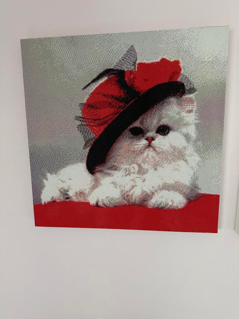 Diamond painting poes met rode hoed, Ophalen