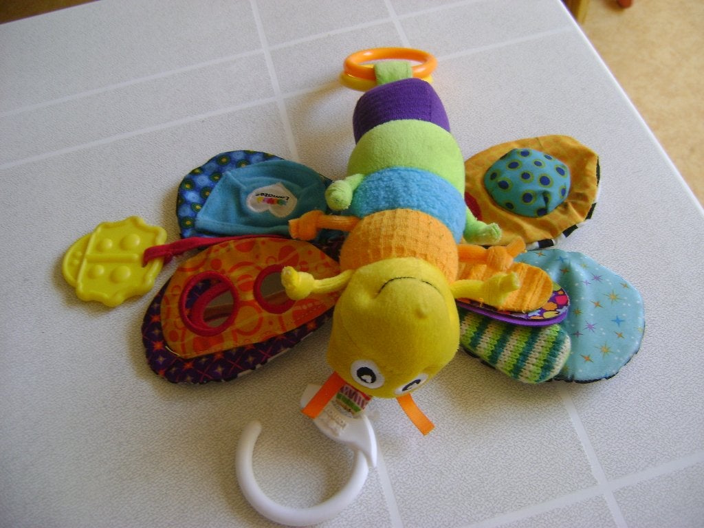 lamaze vlinder met 2 ringen en piepgeluid in vleugels 25lx24, Ophalen of Verzenden, Zo goed als nieuw, Overige typen, Met geluid