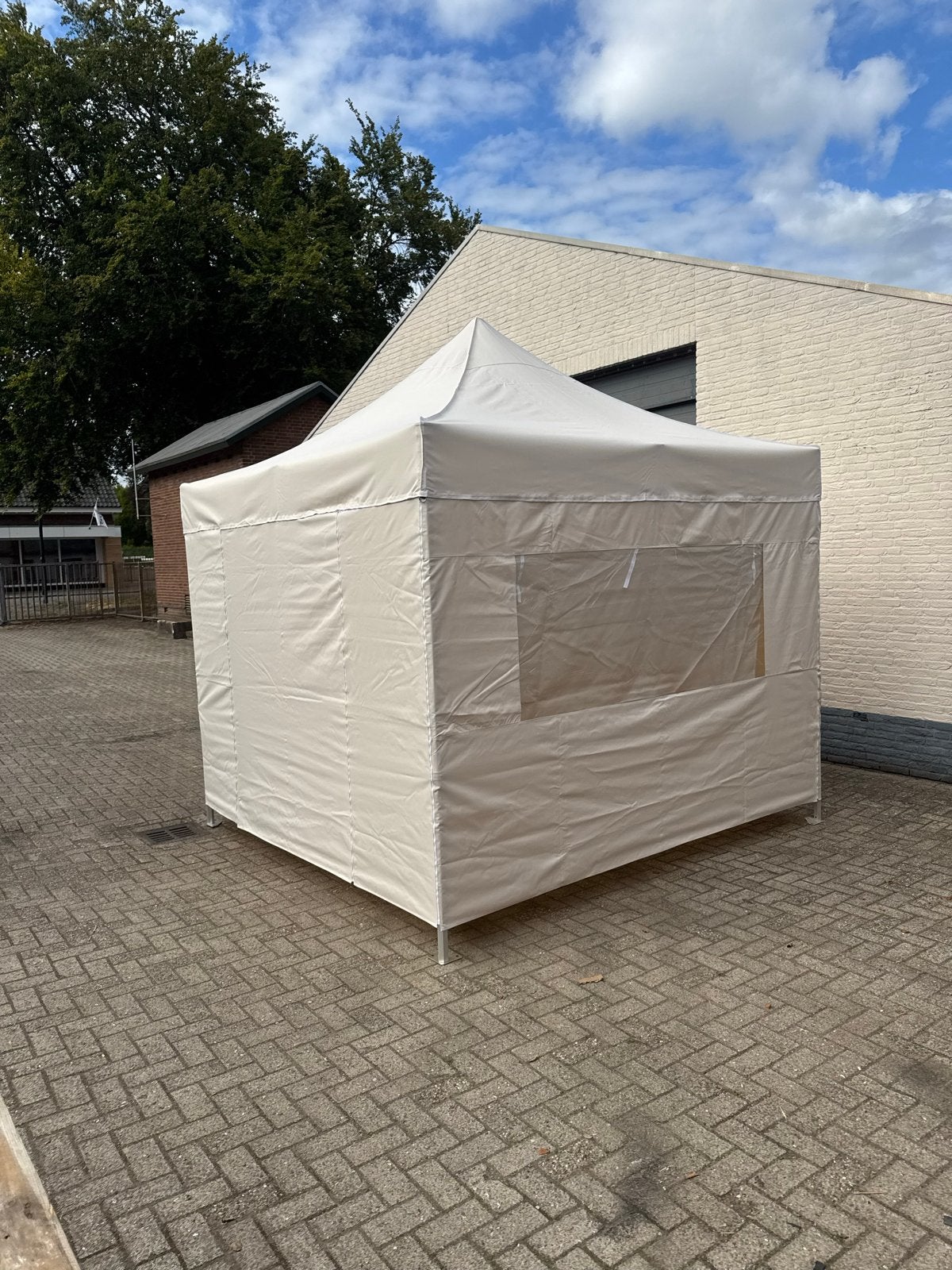 Professionele Partytent 3x3m – 40mm Hex. Aluminium – Crème, Tuin en Terras, Partytenten, Tentdiscount, Opvouwbaar, Minder dan 4 meter