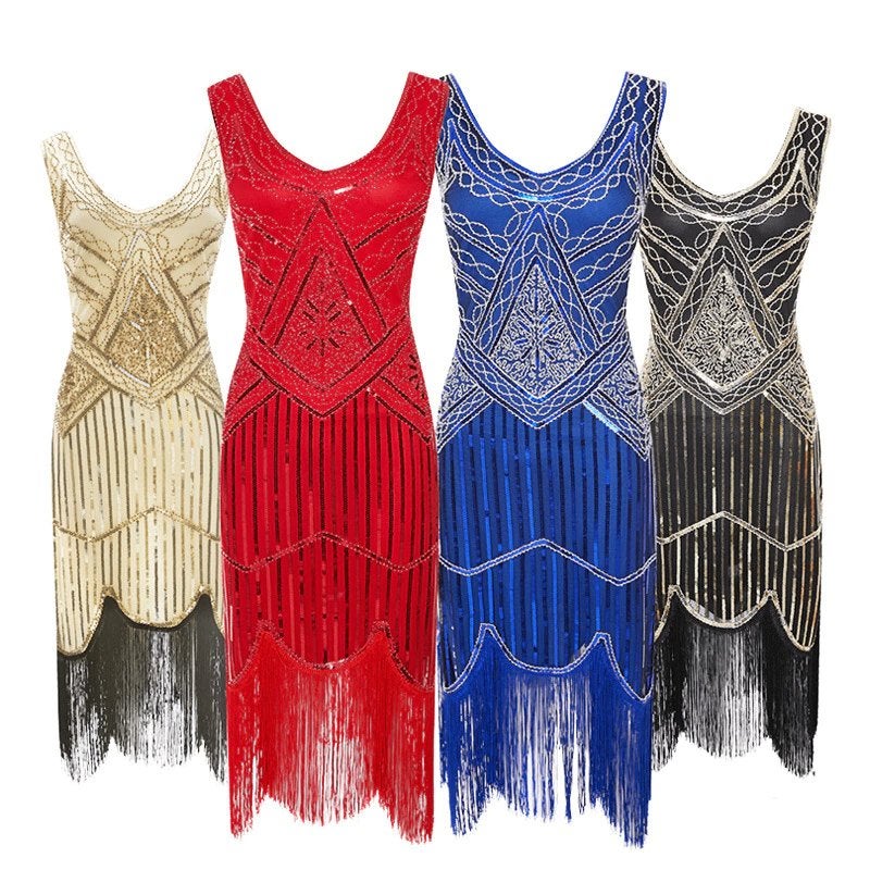 Retro 1920s jurk (vintage great gatsby deco pailletten), Verzenden, Nieuw, Pak of Jurk