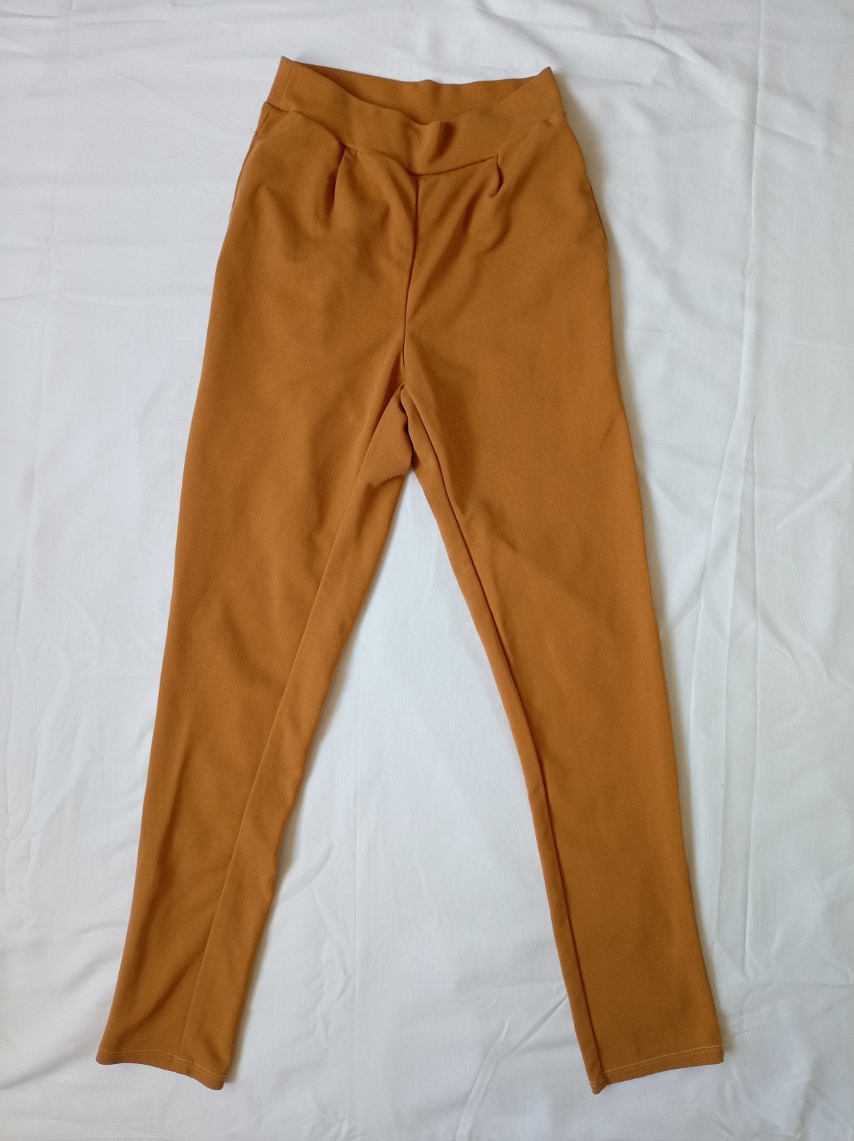 Stijlvolle oranje broek met hoge taille, Oranje, Ophalen of Verzenden, Maat 36 (S), Lang