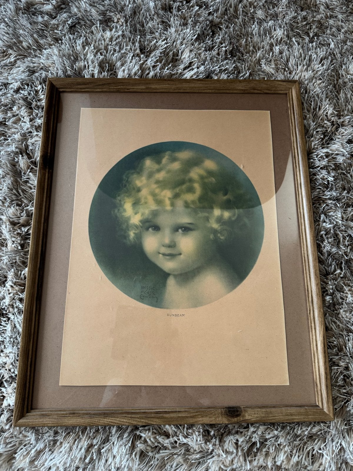 Schilderij Bessie Pease Gutmann met houten  lijst, Achter glas, Portret of Personen, Ophalen of Verzenden, Klassiek