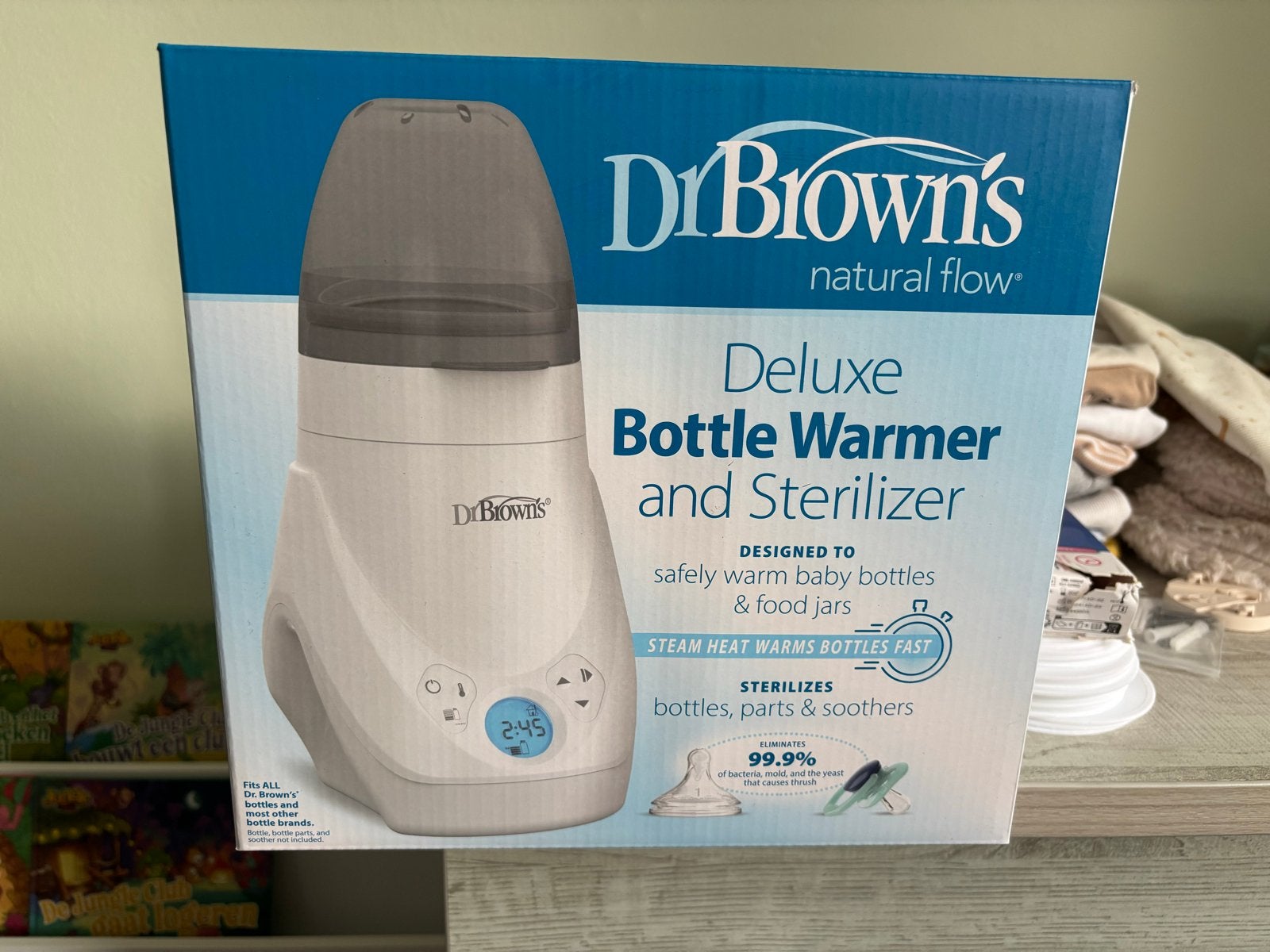 Dr. Brown's Deluxe Flessenwarmer en Sterilisator, Flessen- of potjesverwarmer, Stoomfunctie, Ophalen of Verzenden, Nieuw