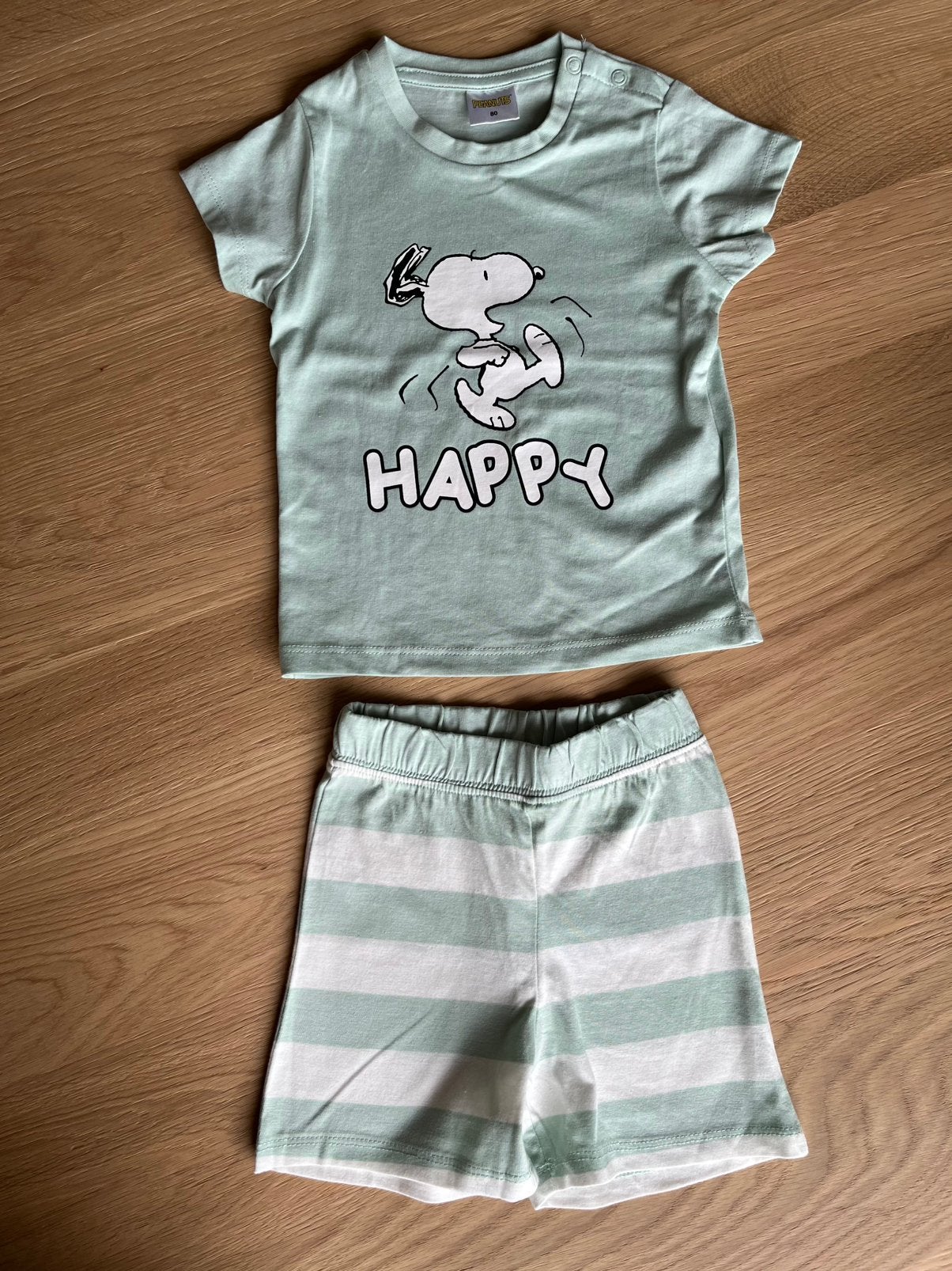 Peanuts / Snoopy korte mouw t-shirt en korte broek - maat 80, Snoopy, Broekje, Jongetje of Meisje, Ophalen of Verzenden
