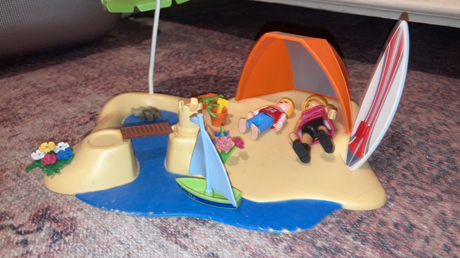Playmobil strandset met tent, surfplank en figuren, Ophalen, Gebruikt, Jongen of Meisje