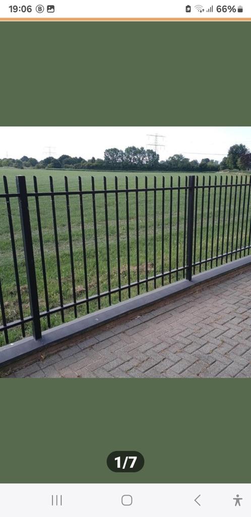 Te koop hekwerk met 2 poorten, Tuin en Terras, Ophalen, Met poort, Gebruikt, Spijlenhekwerk