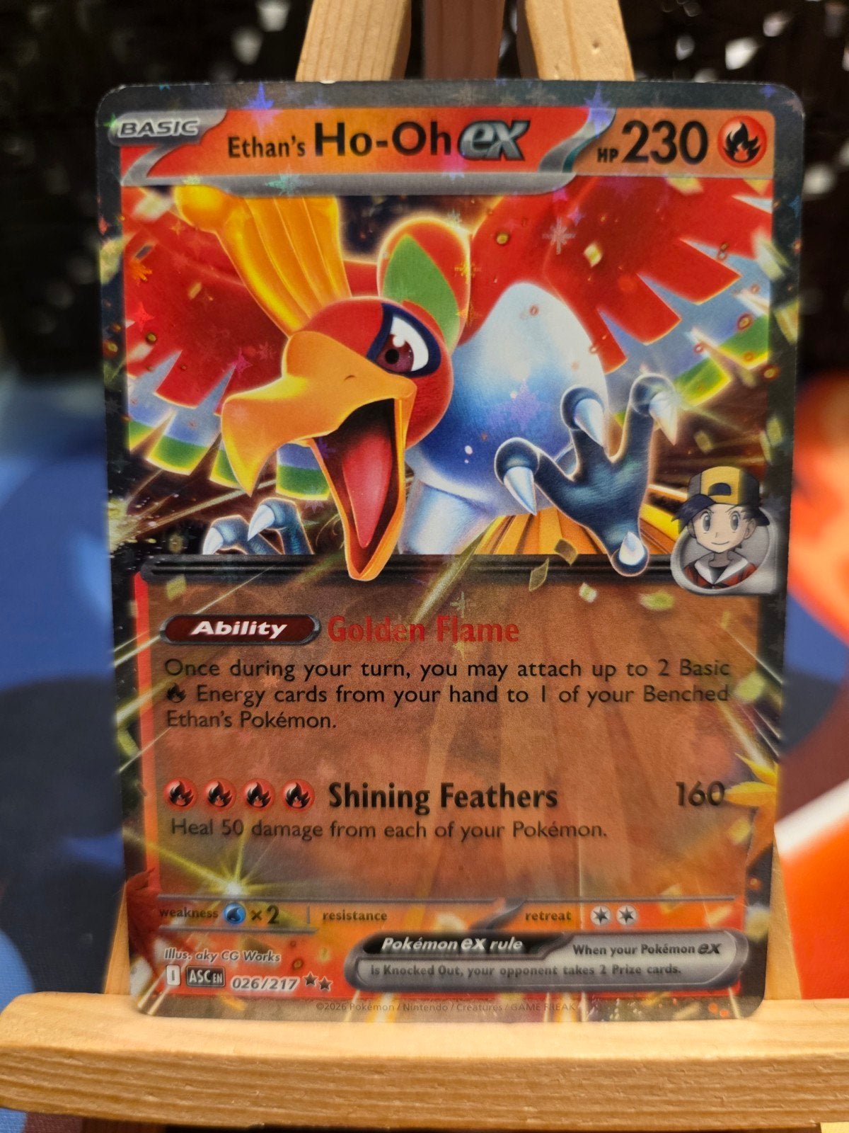 Pokemon Ascended Heroes Ethan's Ho-Oh Ex 026/217, Ophalen of Verzenden, Nieuw, Losse kaart, Foil