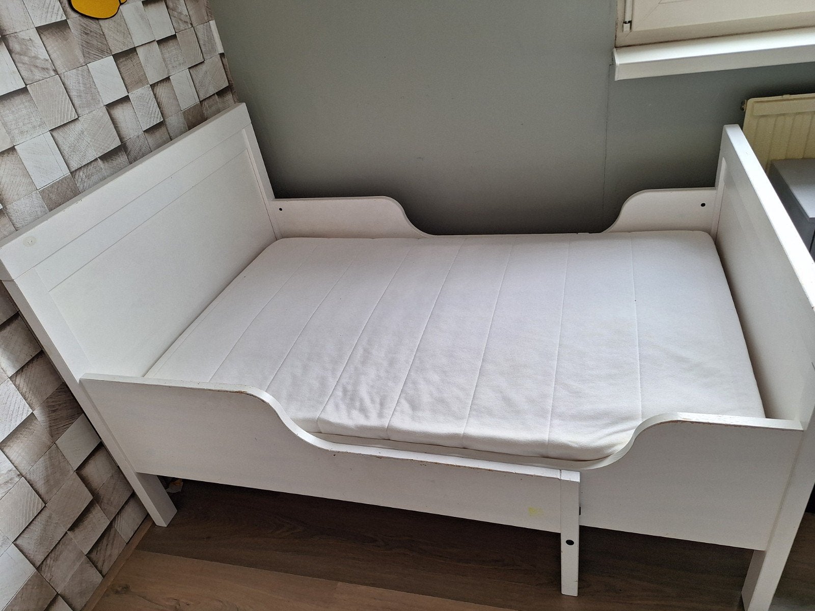 Ikea Sundvik meegroeidbed incl. matras en lattenbodem, Gebruikt, 70 tot 85 cm, 180 cm of meer, Ophalen