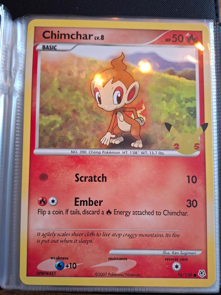Pokémon Kaart Chimchar LV.8 Jumbo - Zeldzaam, Ophalen of Verzenden, Zo goed als nieuw, Losse kaart