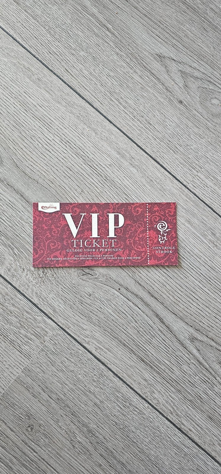 Efteling VIP ticket (geen entreeticket), Tickets en Kaartjes, Twee personen, Ticket of Toegangskaart