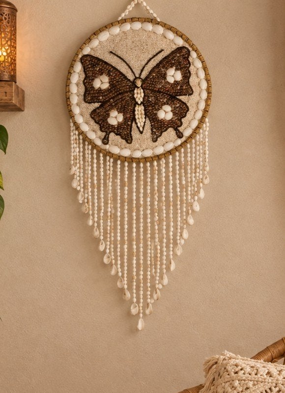 bali/ibiza stijl wandbord vlinder, Huis en Inrichting, Beige, Boho, Ophalen of Verzenden, Natuurlijk materiaal