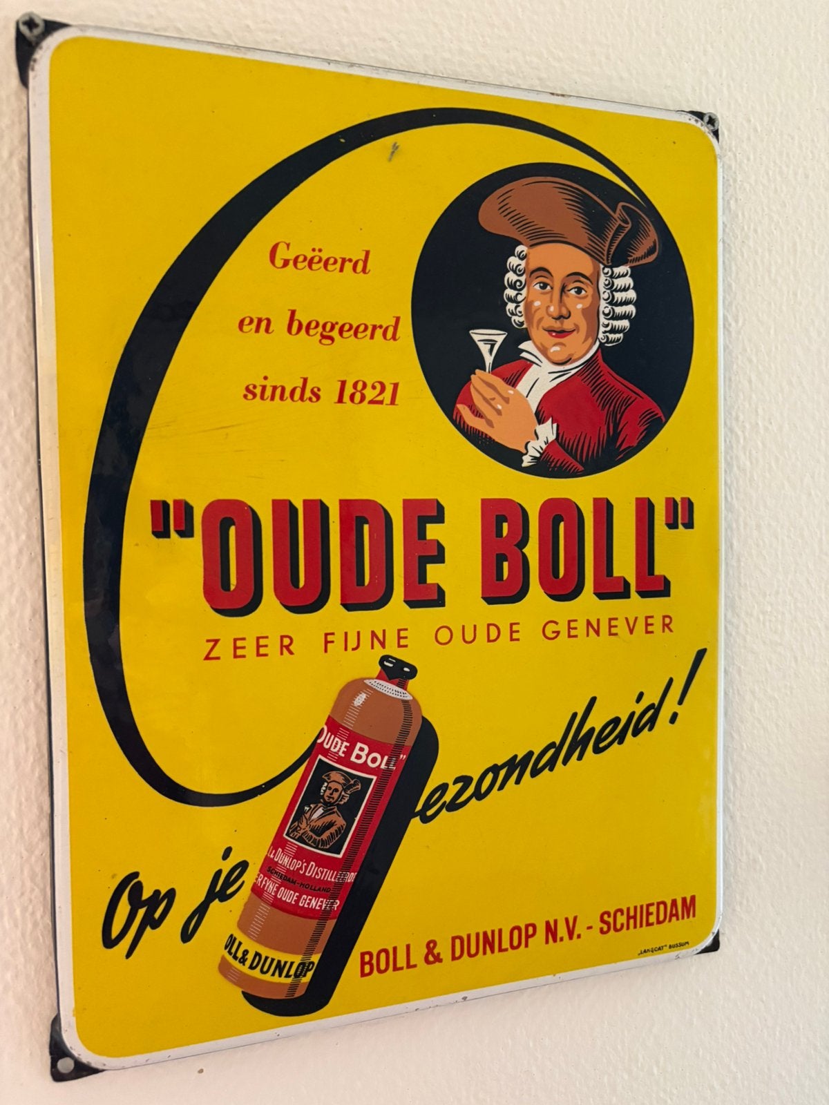Oude boll emaille reclame bord, Ophalen of Verzenden, Gebruikt, Reclamebord