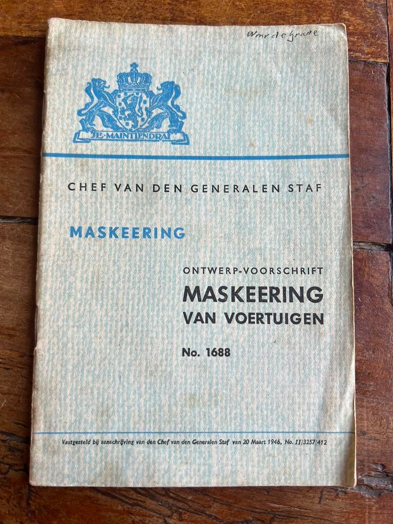 KL KNIL voorschrift camouflage voertuigen KTR jeep etc, Amerika, Verzenden, Boek of Tijdschrift