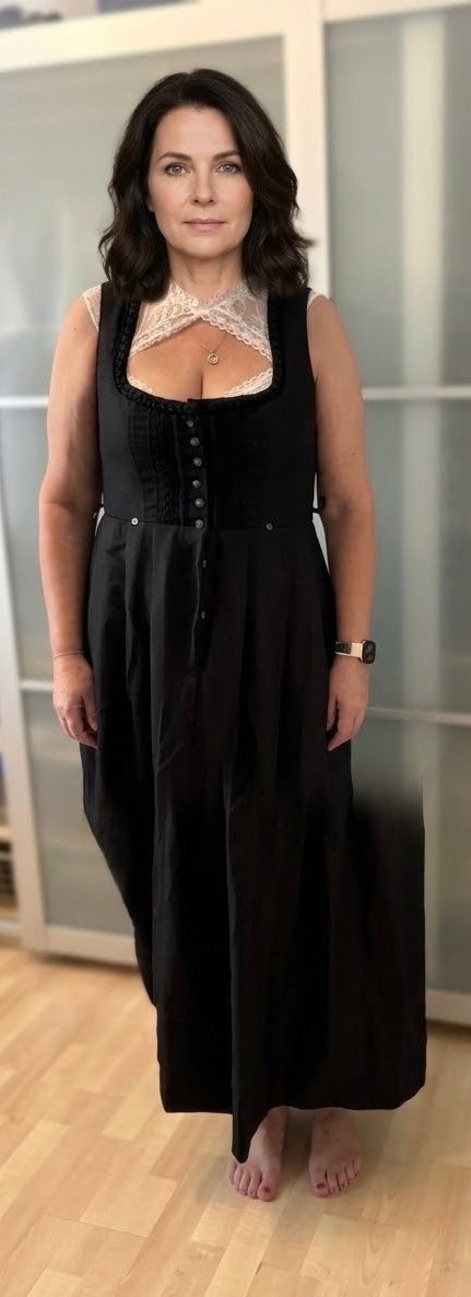 Zwarte Dirndl Jurk Maat 46 - Gastrotex Stockerpoint, Zwart, Maat 46/48 (XL) of groter, Ophalen of Verzenden, Gedragen