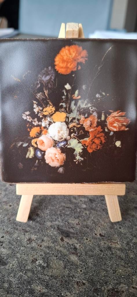 Kunst Tegeltje: Vaas met Bloemen - Jan Davidsz. de Heem, Ophalen of Verzenden