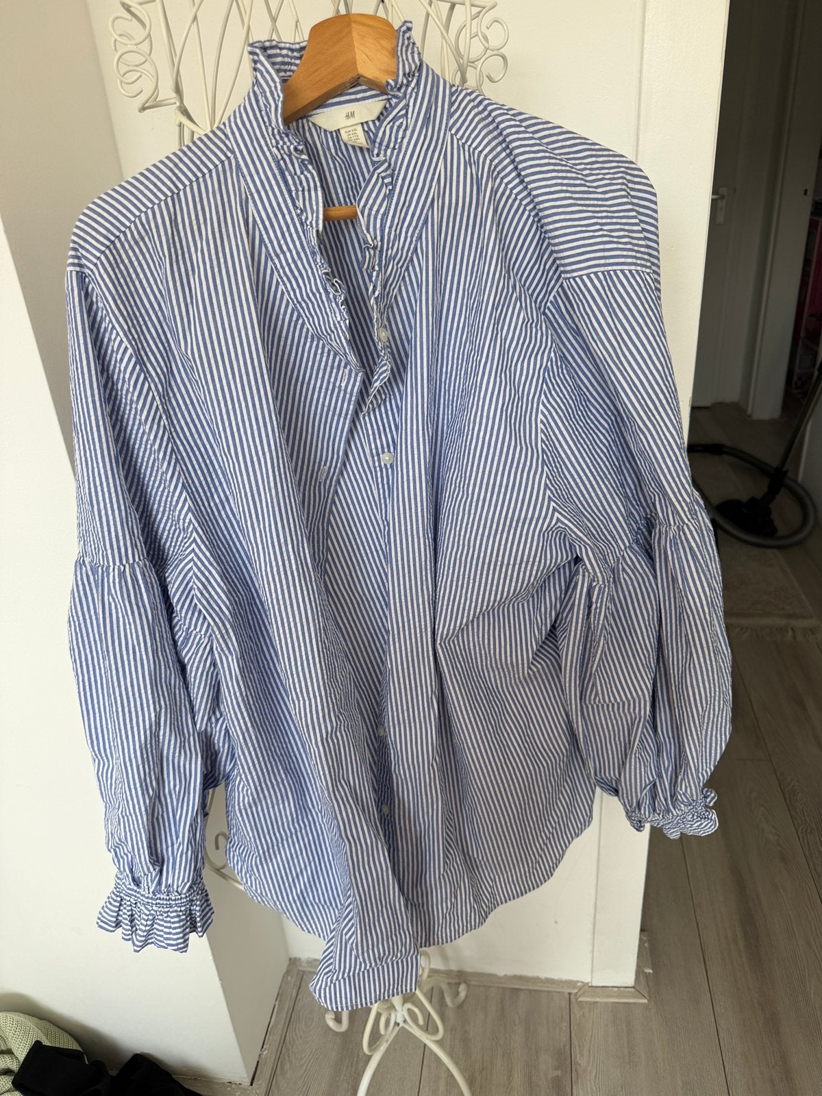 Blauw wit gestreepte dames blouse, Kleding | Dames, Blouses en Tunieken, Ophalen of Verzenden, Zo goed als nieuw, Maat 46/48 (XL) of groter