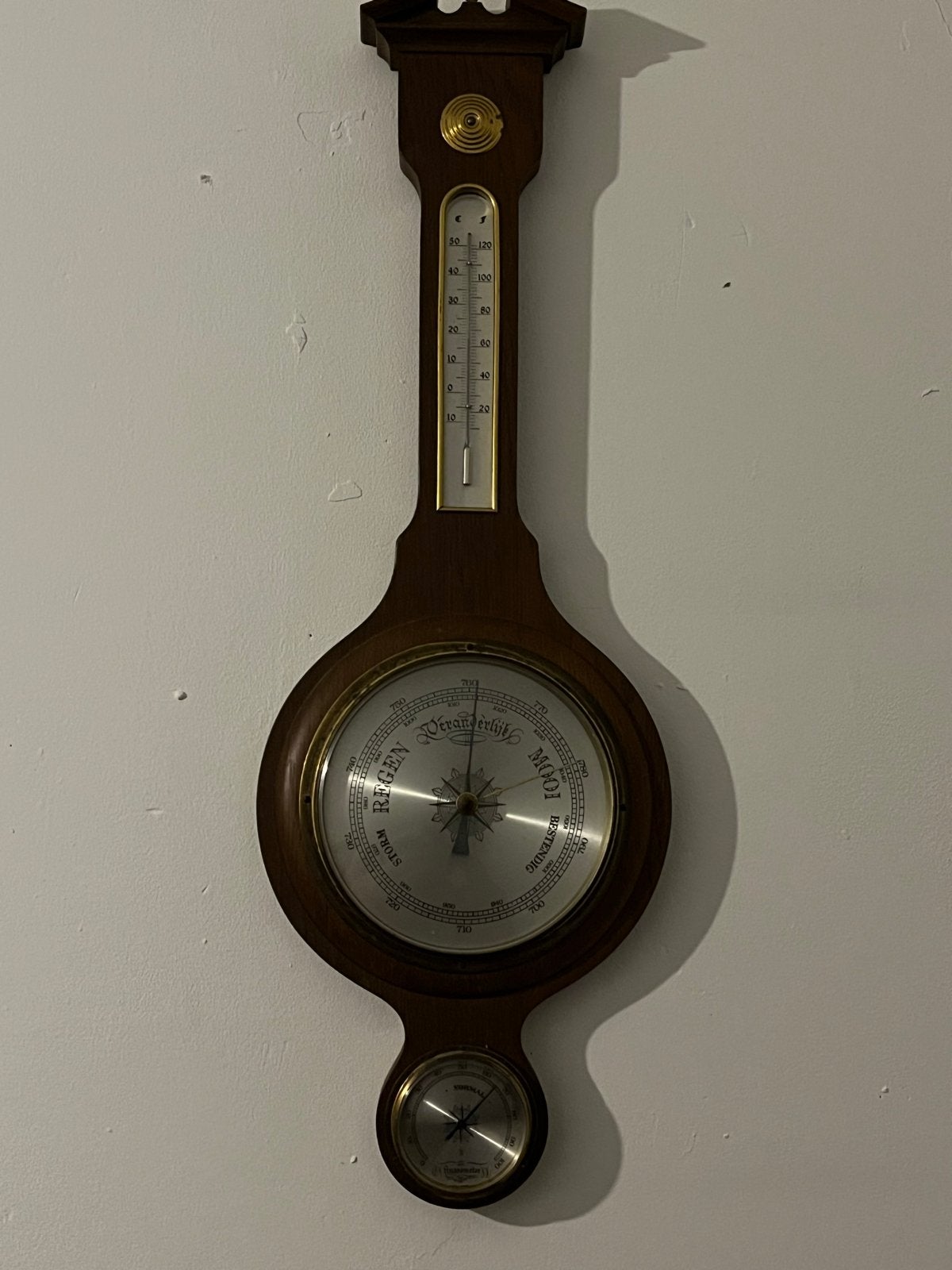 Vintage Barometer Weerstation met Thermometer en Hygrometer, Ophalen, Gebruikt, Weerstation