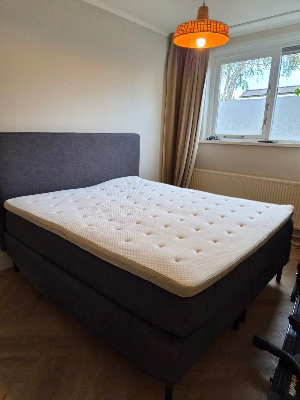 Ikea boxspring 180 x 200 donkergrijs, Ophalen, Gebruikt, Tweepersoons, 180 cm