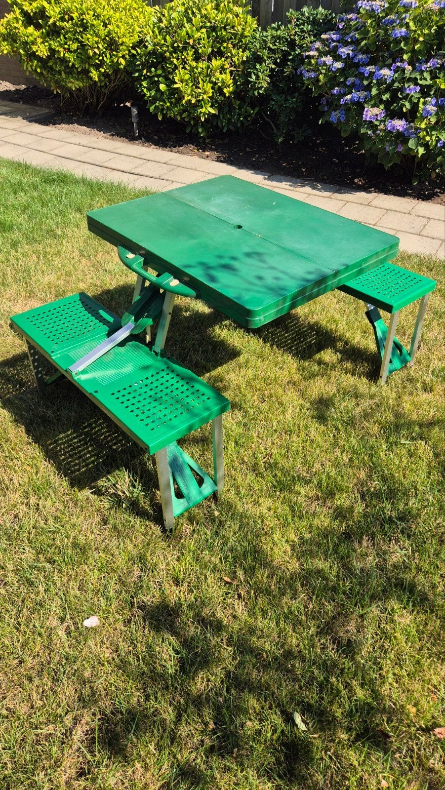 Inklapbare picknicktafel groen - ideaal voor camping/tuin, Ophalen