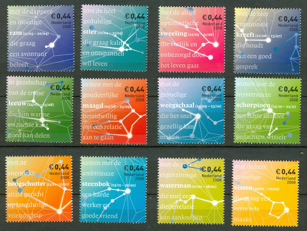 NVPH 2581-2592 12 maanden jarig, Sterrenbeelden losse zegels, Postzegels en Munten, Postzegels | Nederland, Ophalen of Verzenden