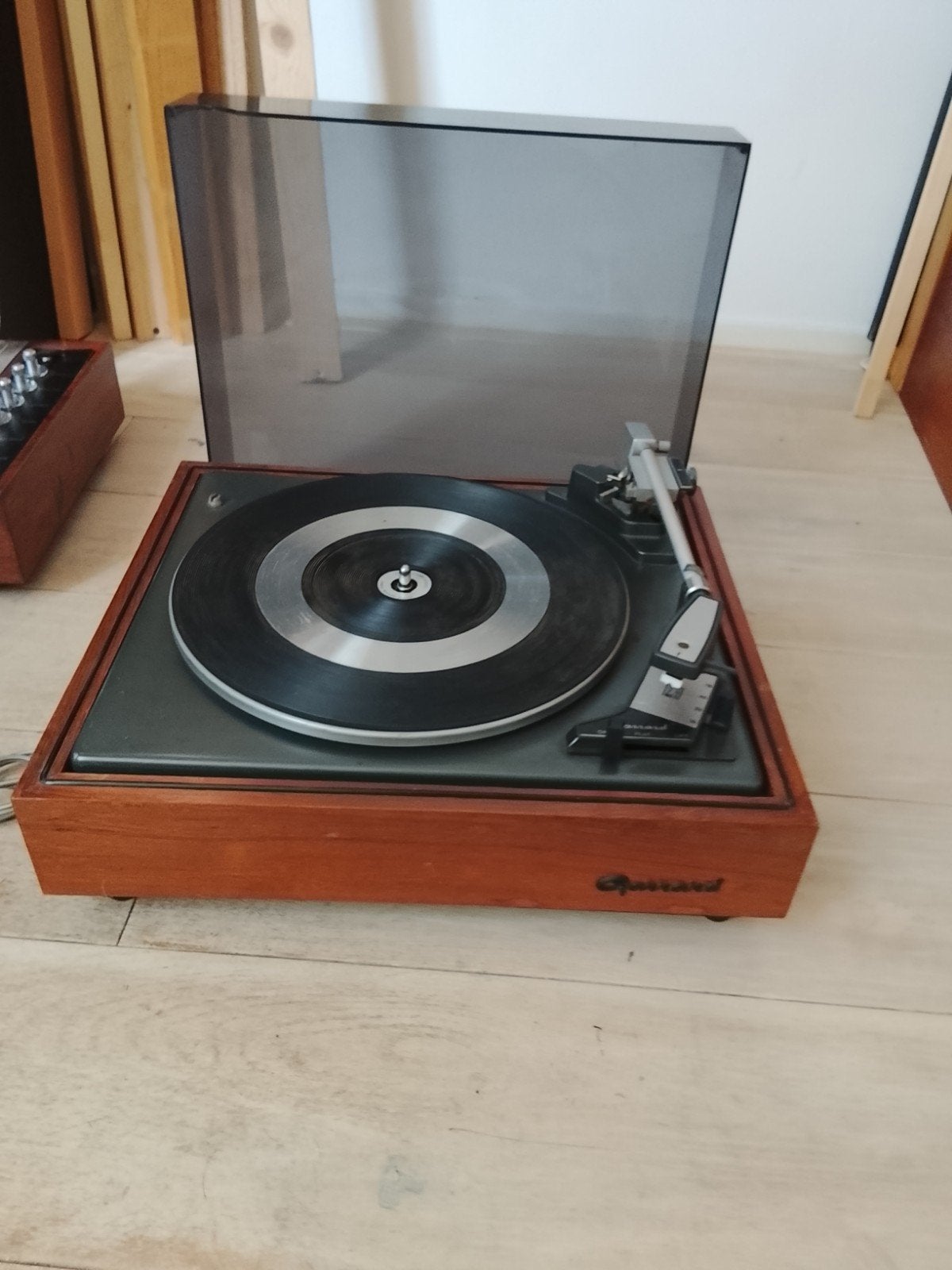 platenspeler met element en teakhout jaren 60/70, Ophalen, Gebruikt, Dual, Pitch-regelaar