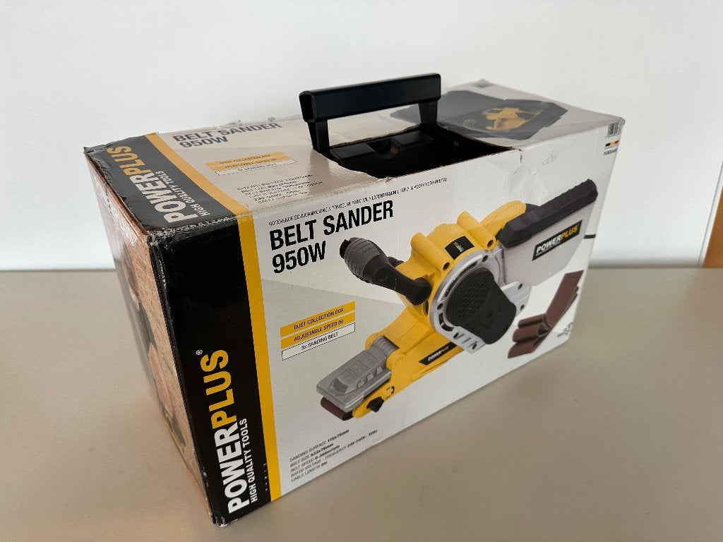 Powerplus bandschuurmachine 950W, Ophalen, Zo goed als nieuw, 600 tot 1200 watt, Bandschuurmachine