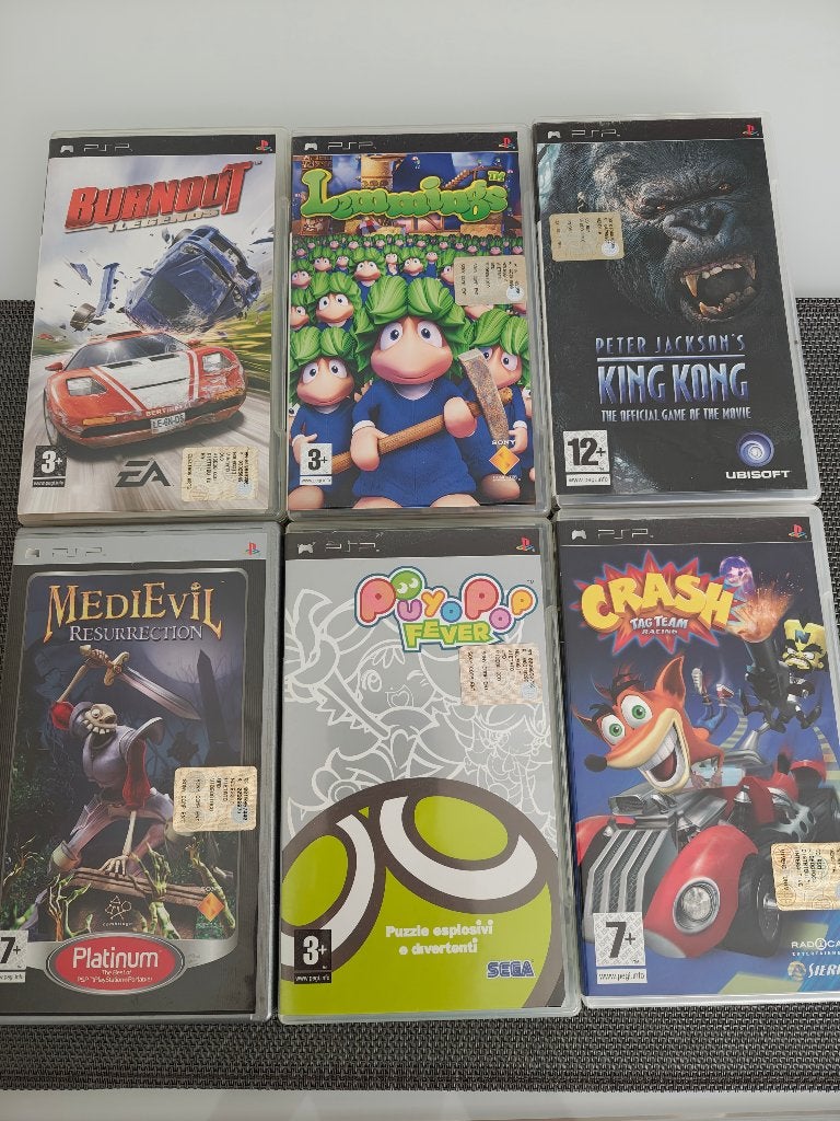 6 x PSP spellen oa Medival, Crash Tag Team, Puyopop etc., 1 speler, Verzenden, Gebruikt, Vanaf 3 jaar