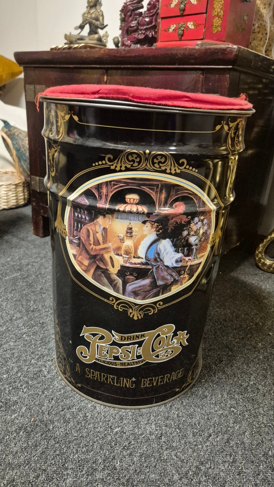 Vintage Pepsi Cola kruk - Decoratieve opberger, Ophalen, Gebruikt, IJzer