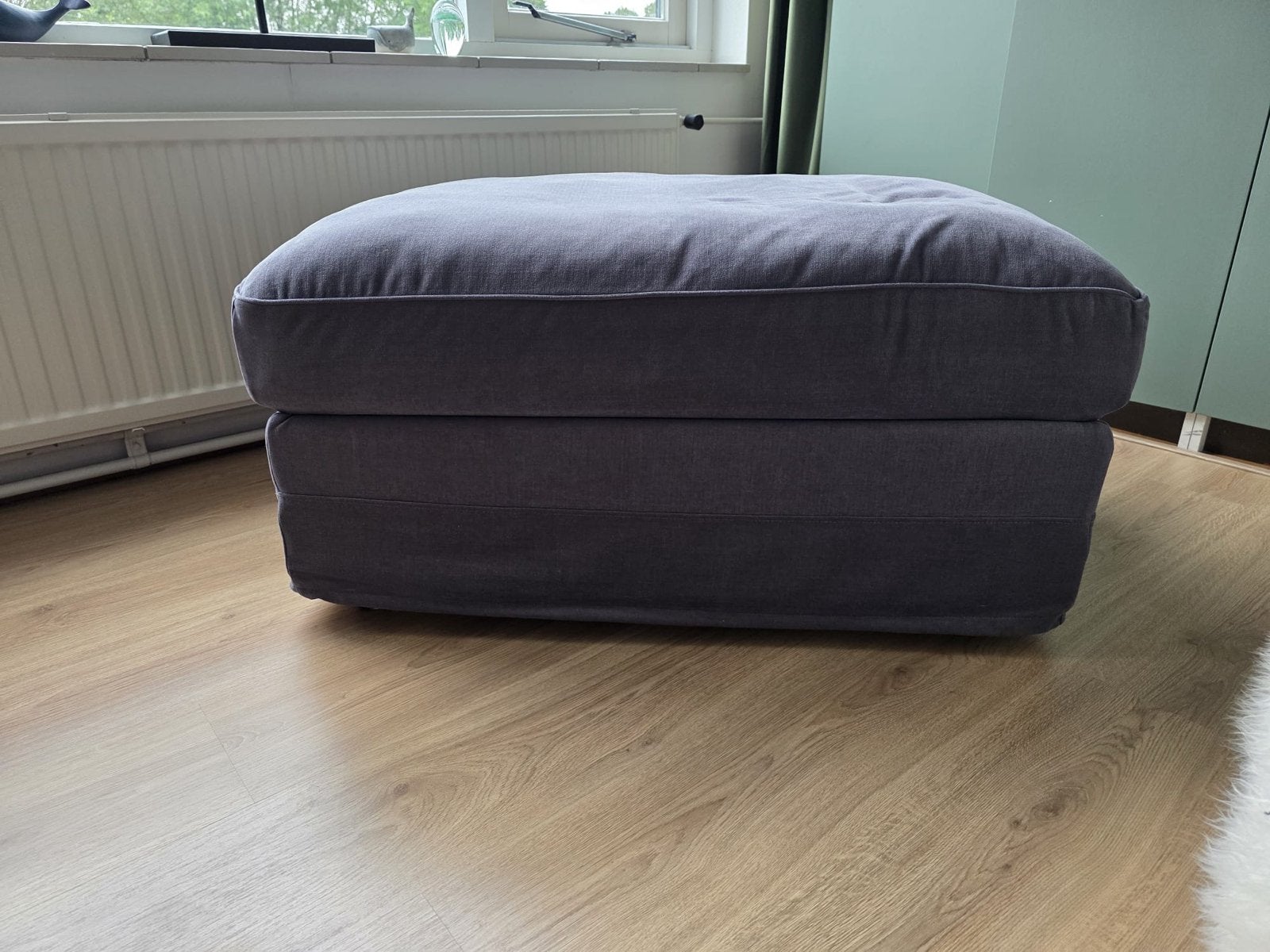 IKEA GRÖNLID poef met opbergruimte - Antraciet, Huis en Inrichting, Ophalen, 50 tot 75 cm, Zo goed als nieuw, 75 tot 100 cm