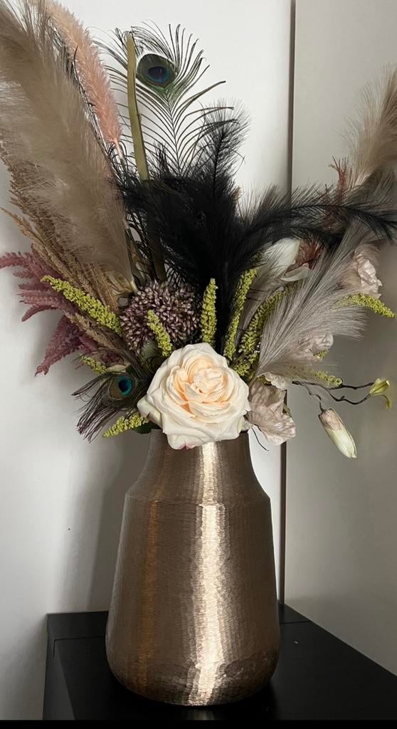 Gouden vaas met zijde bloemen, Ophalen, Zo goed als nieuw