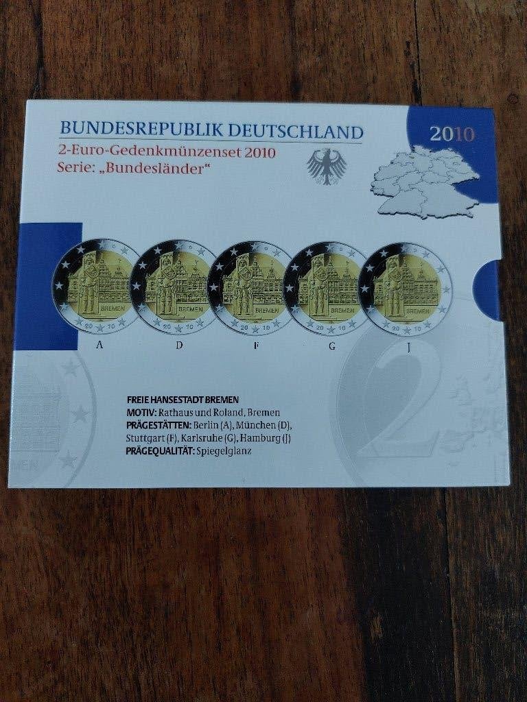 2 Euro Proof Duitsland 5x 2 euro's 2010-2022, Ophalen of Verzenden, Duitsland, 2 euro