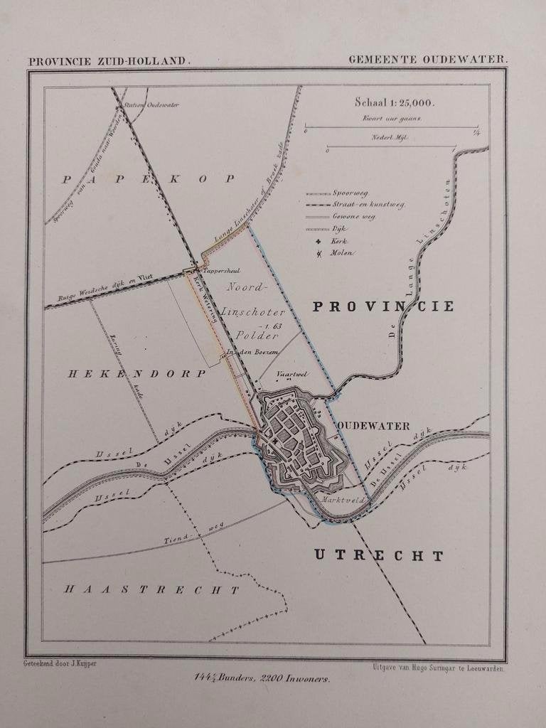 138 / Litho uit 1866 door J. Kuyper van Oudewater ZH, Ophalen of Verzenden