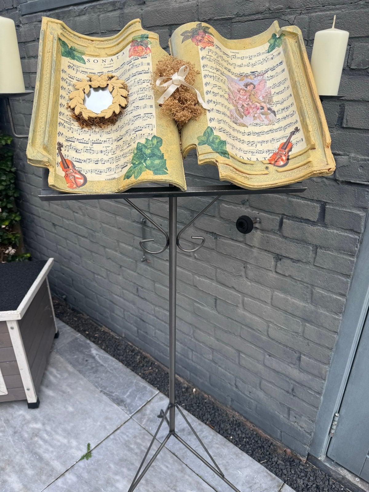 Decoratieve Muziekstandaard met Kaarshouders, Ophalen of Verzenden, Gebruikt, Muziekstandaard, Overige instrumenten