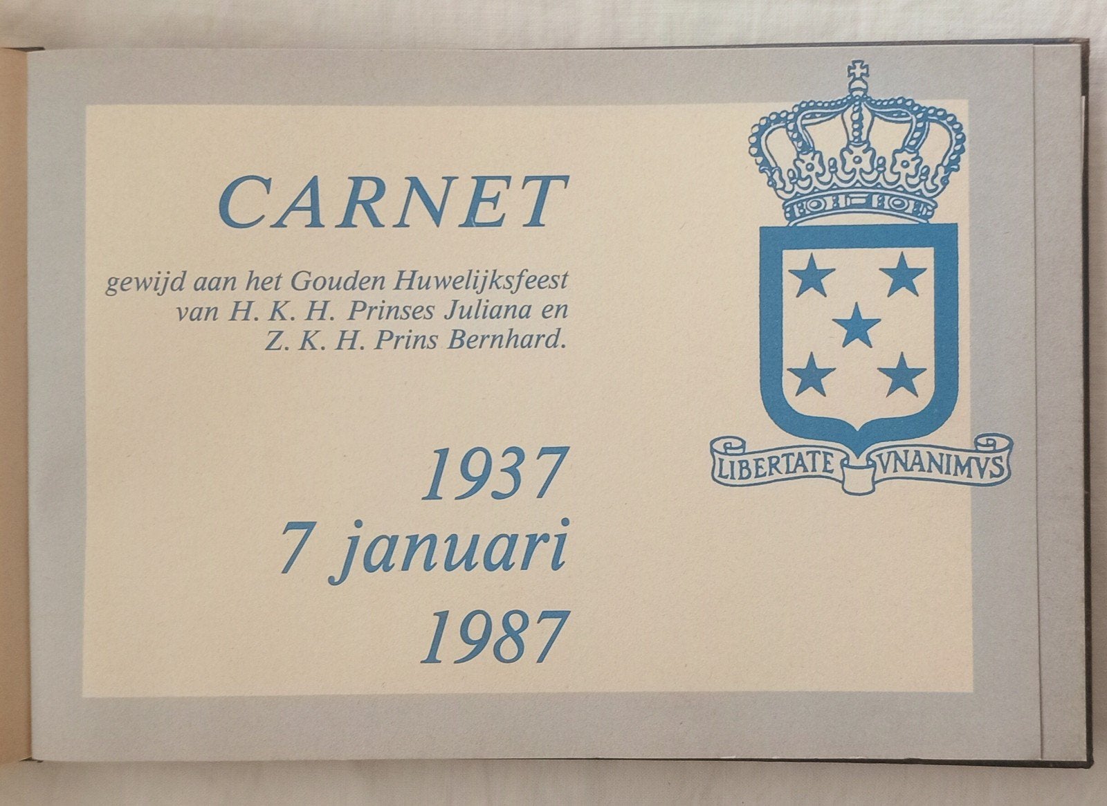 Souveniervel 1987 Gouden Huwelijk Juliana en Bernard, Ophalen of Verzenden
