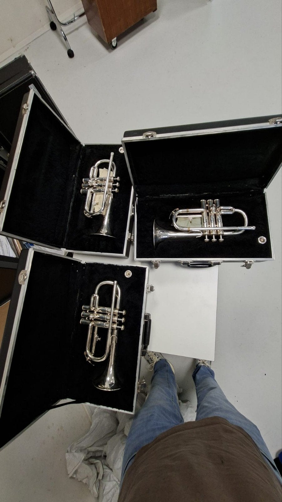 Es Cornetten met koffer, Muziek en Instrumenten, Blaasinstrumenten | Trompetten, Ophalen, Gebruikt, Overige typen, Met koffer