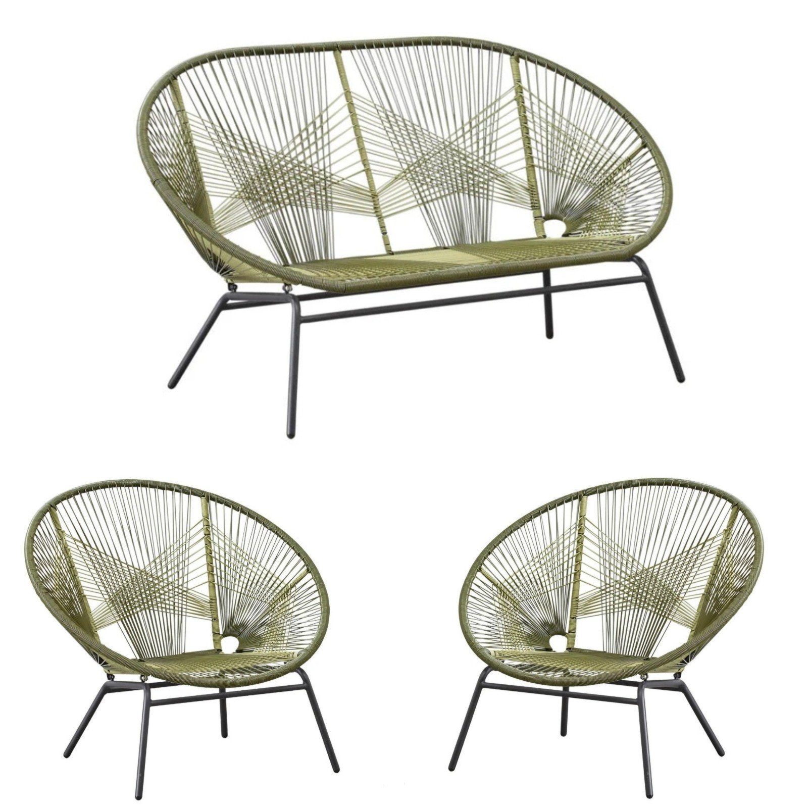Tuin meubel lounge set Nous Garden Miami retro bank stoelen, Tuin en Terras, Ophalen, 4 zitplaatsen, Gebruikt, Wicker