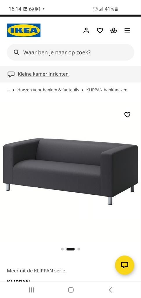 IKEA Klippan bankhoes antraciet grijs 2-zits, Modern, Scandinavisch, 150 tot 200 cm, 75 tot 100 cm, Ophalen of Verzenden